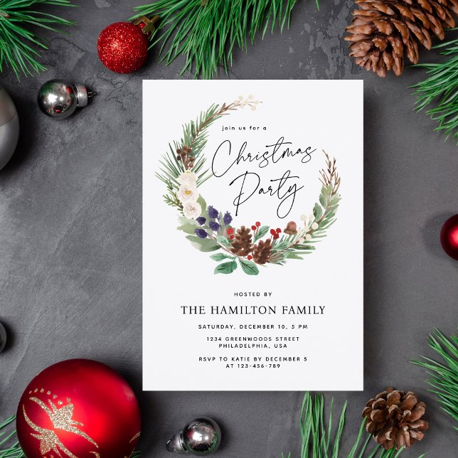Invitación Fiesta Navideña Corona de Navidad (Subido por el creador)