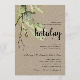 INVITACIÓN FIESTA NAVIDEÑA CORPORATIVA DE KRAFT FOLIAGE VERDE