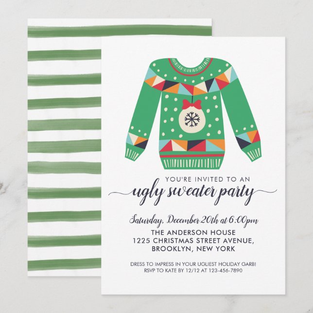 Invitación Fiesta navideña de adorno navideño adorable (Anverso / Reverso)