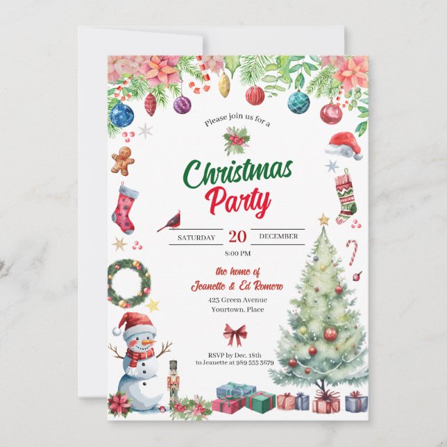 Invitación Fiesta Navideña de Aguarela (Anverso)