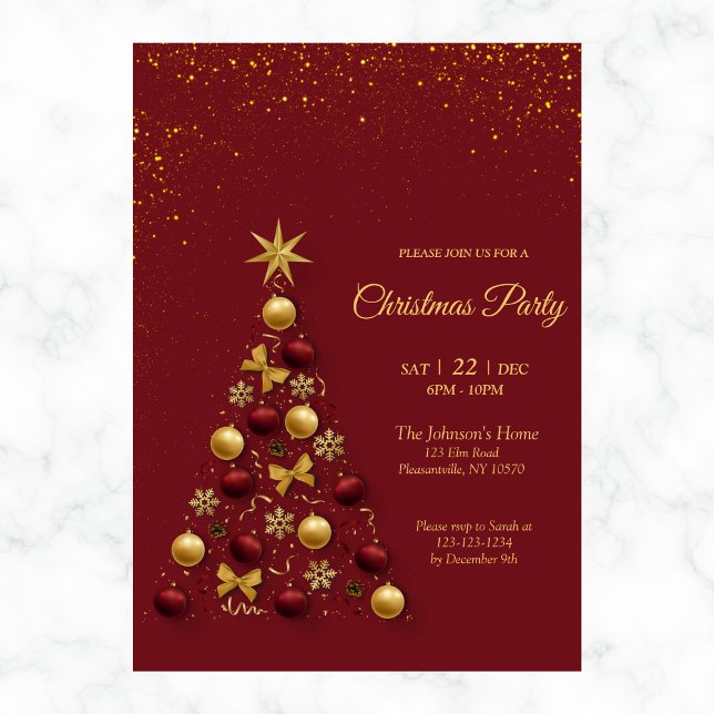 Invitación Fiesta navideña de árbol de moda (Subido por el creador)