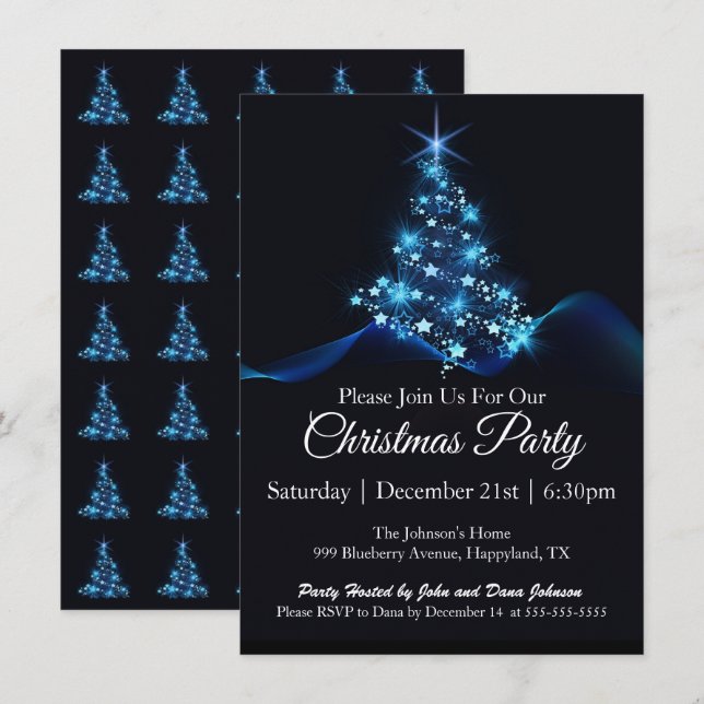 Invitación Fiesta navideña de Blue Lights (Anverso / Reverso)