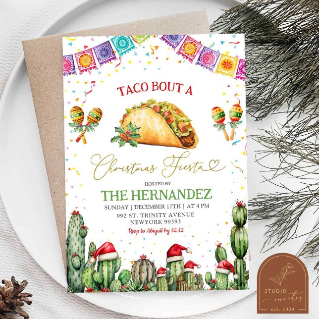 Invitación Fiesta Navideña de Confeti Posada Taco (Subido por el creador)