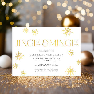 Invitación Fiesta navideña de copas de nieve de oro blanco ca