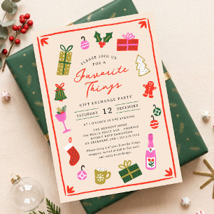 Invitación Fiesta Navideña de Cosas Favoritas Dibujadas a Man