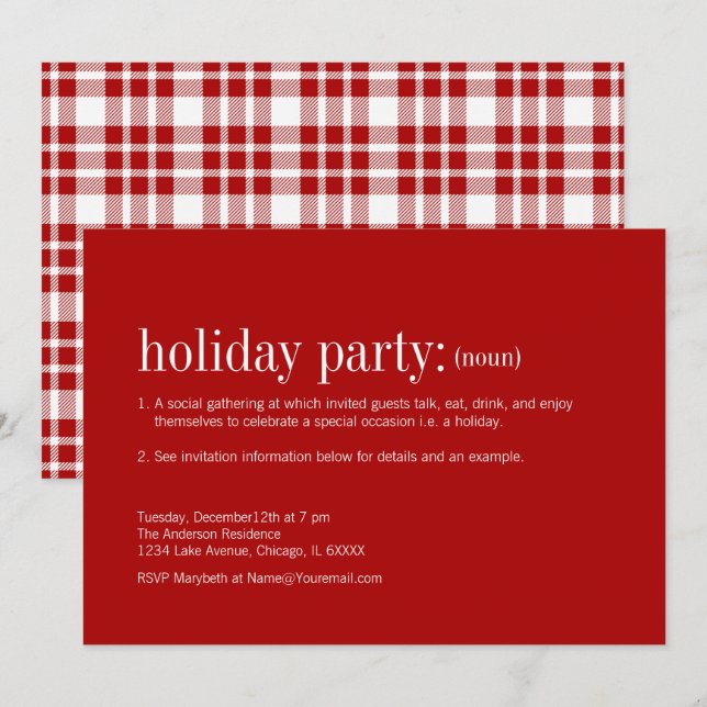 Invitación Fiesta navideña de definición de navidad (Anverso / Reverso)