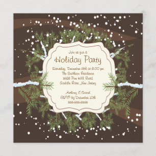 Invitación Fiesta navideña de flauta de nieve en la rama del