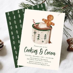 Invitación Fiesta Navideña de Galletas y Cacao Adorables