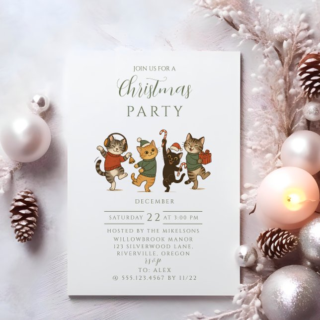 Invitación Fiesta Navideña de Gatos de Navidad (Subido por el creador)