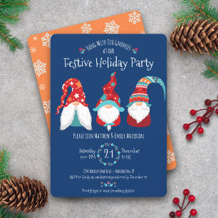 Invitación Fiesta Navideña de Gnomos Azules Lindos