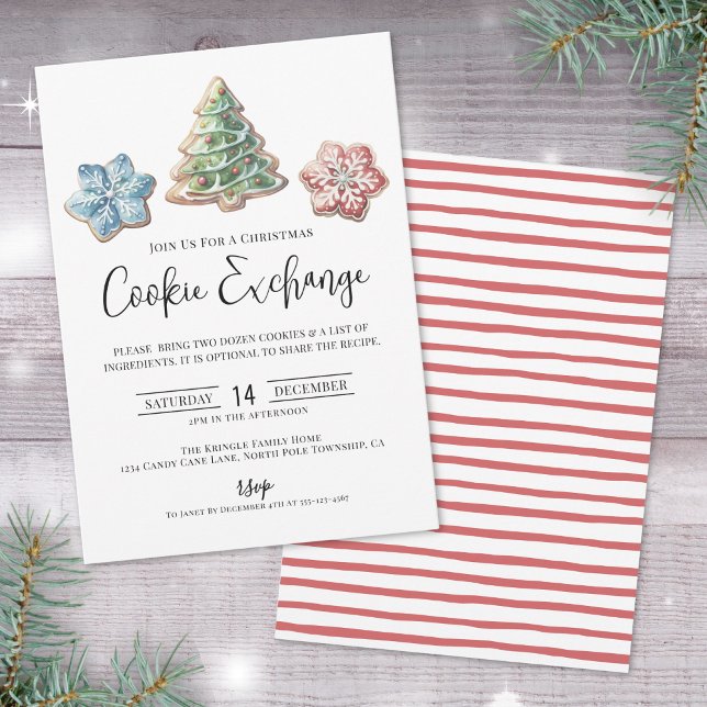 Invitación Fiesta Navideña de Intercambio de Galletas (Cookie Exchange Christmas Party Invitation)