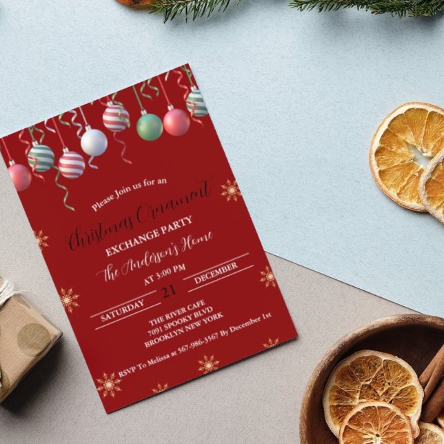 Invitación Fiesta navideña de intercambio de ornamentos (Subido por el creador)