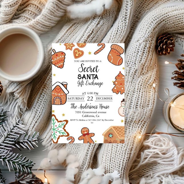 Invitación Fiesta navideña de intercambio secreto de regalos  (Subido por el creador)
