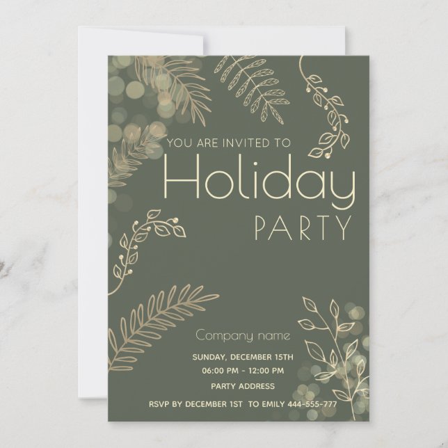 Invitación Fiesta navideña de invierno de oro (Anverso)