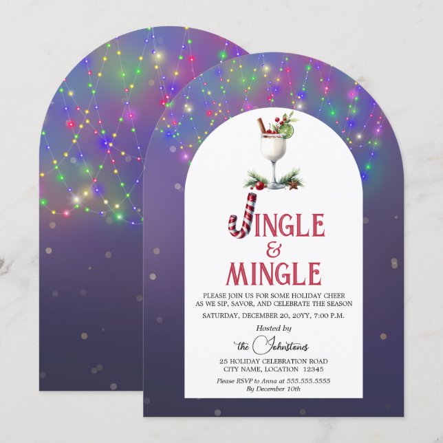 Invitación Fiesta Navideña de Jingle & Mingle (Anverso / Reverso)