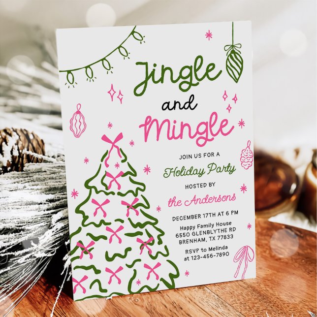 Invitación Fiesta Navideña de Jingle & Mingle Dibujada a Mano (Subido por el creador)