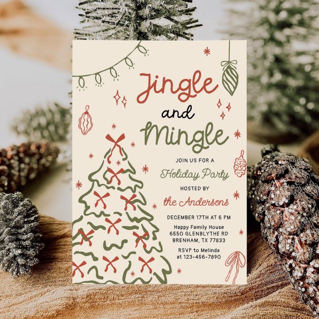 Invitación Fiesta Navideña de Jingle & Mingle Dibujada a Mano (Subido por el creador)