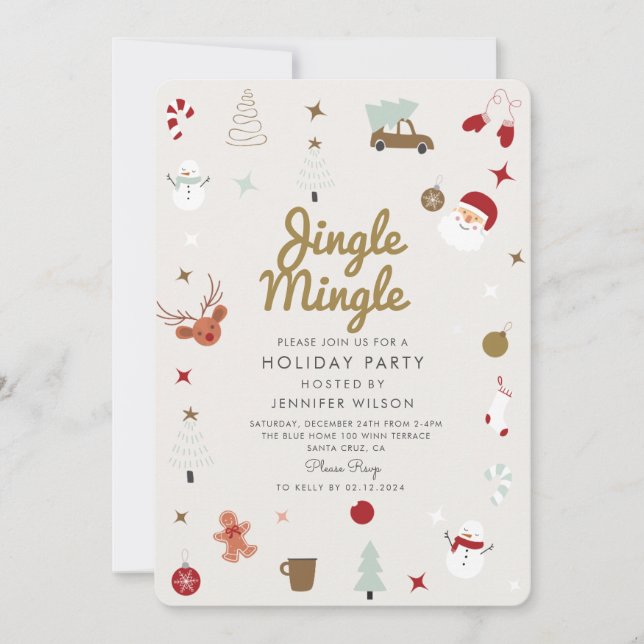Invitación Fiesta navideña de Jingle Mingle Merry (Anverso)