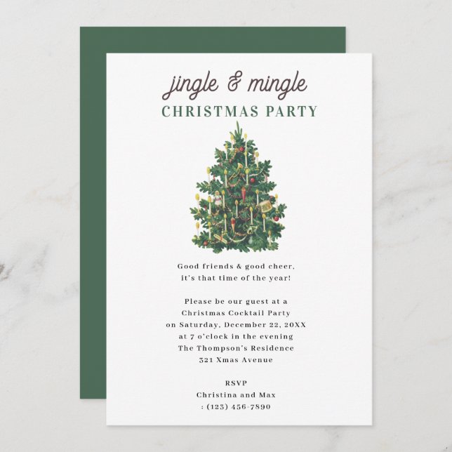 Invitación Fiesta Navideña de Jingle y Mingle (Anverso / Reverso)