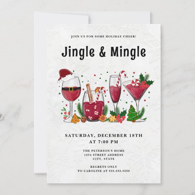 Invitación Fiesta navideña de jingle y mingle (Anverso)