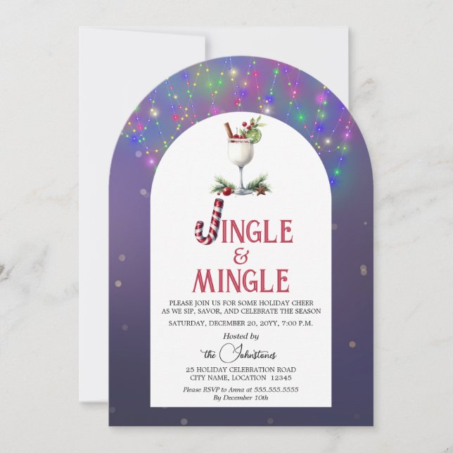 Invitación Fiesta navideña de jingle y mingle Navidad (Anverso)