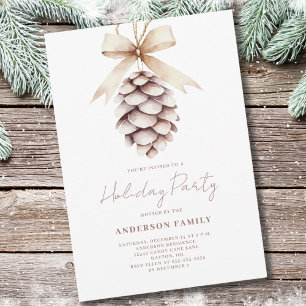 Invitación Fiesta navideña de las acuarelas de Pinecone