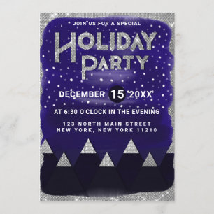 Invitación Fiesta navideña de las montañas nevadas de plata a