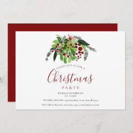 Invitación Fiesta navideña de los navidades Berries rojos