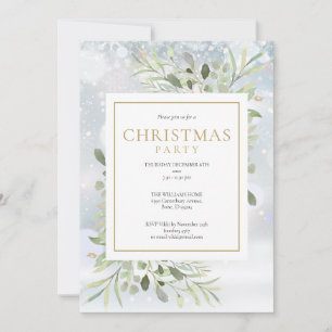 Invitación Fiesta navideña de los navidades con copas de niev