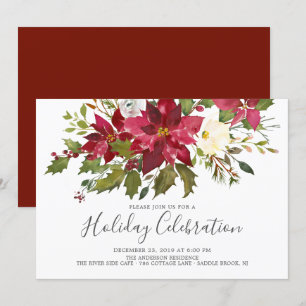 Invitación Fiesta navideña de los Navidades de la poinsettia 