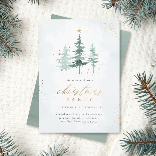 Invitación Fiesta navideña de los Navidades de los pinos acua (Subido por el creador)