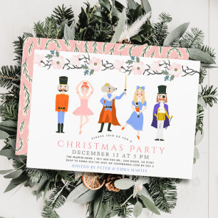 Invitación Fiesta navideña de los Navidades florales rosados
