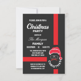 Invitación Fiesta navideña de los Navidades negros rojos