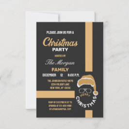Invitación Fiesta navideña de los Navidades negros rojos