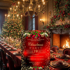 Invitación Fiesta navideña de los Navidades Red Gold Bells Ho