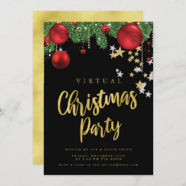 Invitación Fiesta navideña de los Navidades rojos de oro VIRT