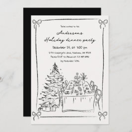 Invitación Fiesta navideña de Navidad con mano blanca y negra