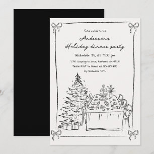 Invitación Fiesta navideña de Navidad con mano blanca y negra