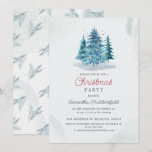 Invitación Fiesta navideña de Navidades acuarelas
