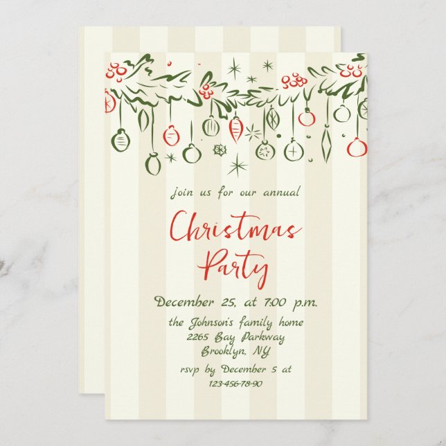 Invitación Fiesta navideña de Navidades caprichosos (Anverso / Reverso)