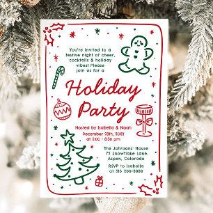 Invitación Fiesta navideña de Navidades captada por mano capr