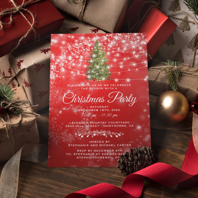 Invitación Fiesta navideña de Navidades corporativos rojos (Subido por el creador)