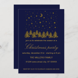 Invitación Fiesta navideña de Navidades de oro espumoso