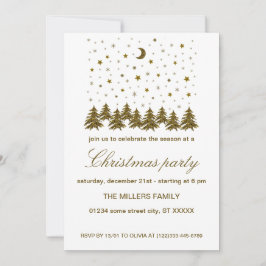 Invitación Fiesta navideña de Navidades de oro espumoso