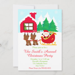 Invitación Fiesta navideña de Navidades de renos y Santa