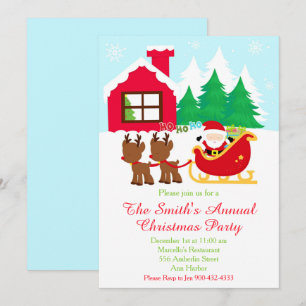 Invitación Fiesta navideña de Navidades de renos y Santa