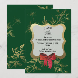 Invitación Fiesta navideña de Navidades de vacas rojas verde