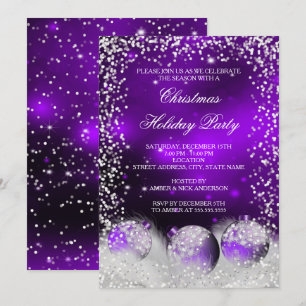 Invitación Fiesta navideña de Navidades en Bauble de Nieve Mo