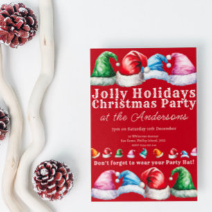 Invitación Fiesta navideña de Navidades rojos