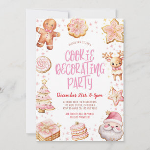 Invitación Fiesta navideña de Navidades rosados decoradora de